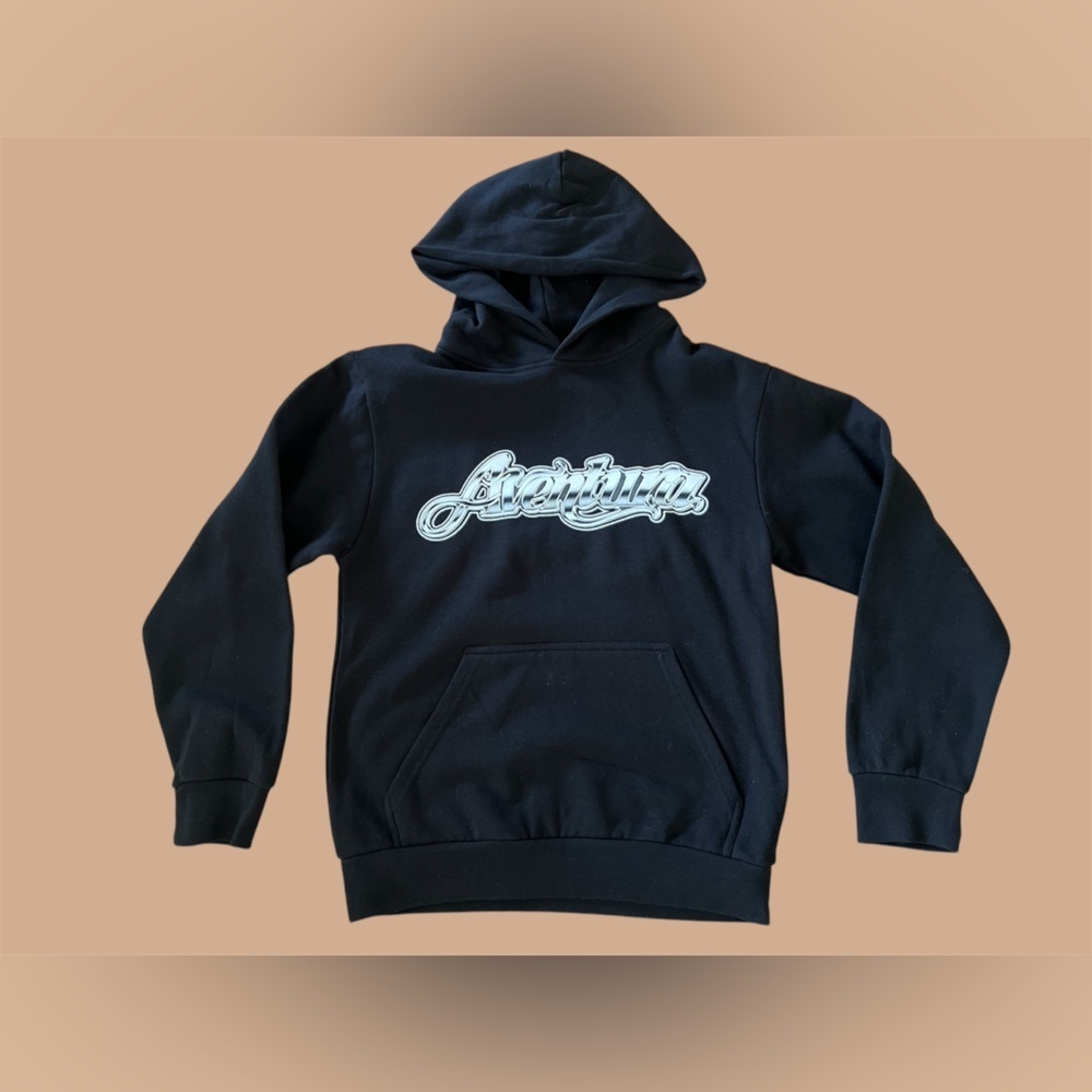 Aventura Black Hoodie with White Logo